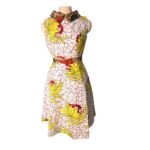 African Print Sleeveless Flare Dress - White/Yellow