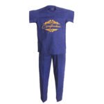 Native Kaftan Short Sleeve Shirt and Trousers - Blue/Gold