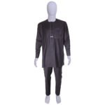 Native Kaftan Long Sleeve Shirt and Trousers - Black/Grey