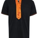 Creativeline -  Embroidered T-Shirt  - Black/Orange