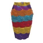 African Print High Waist Flare Skirt - Multicolour
