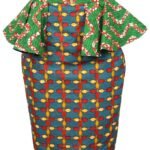 African Print Midi Skirt - Green