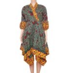 African Print Asymmetric Dress - Multicolour