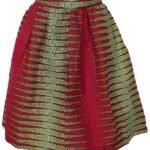 African Print Midi Skirt - Green/Red