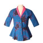 African Print Cap Sleeve Peplum Blazer - Multicolour