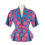 African Print Cap Sleeve Peplum Blazer - Multicolour