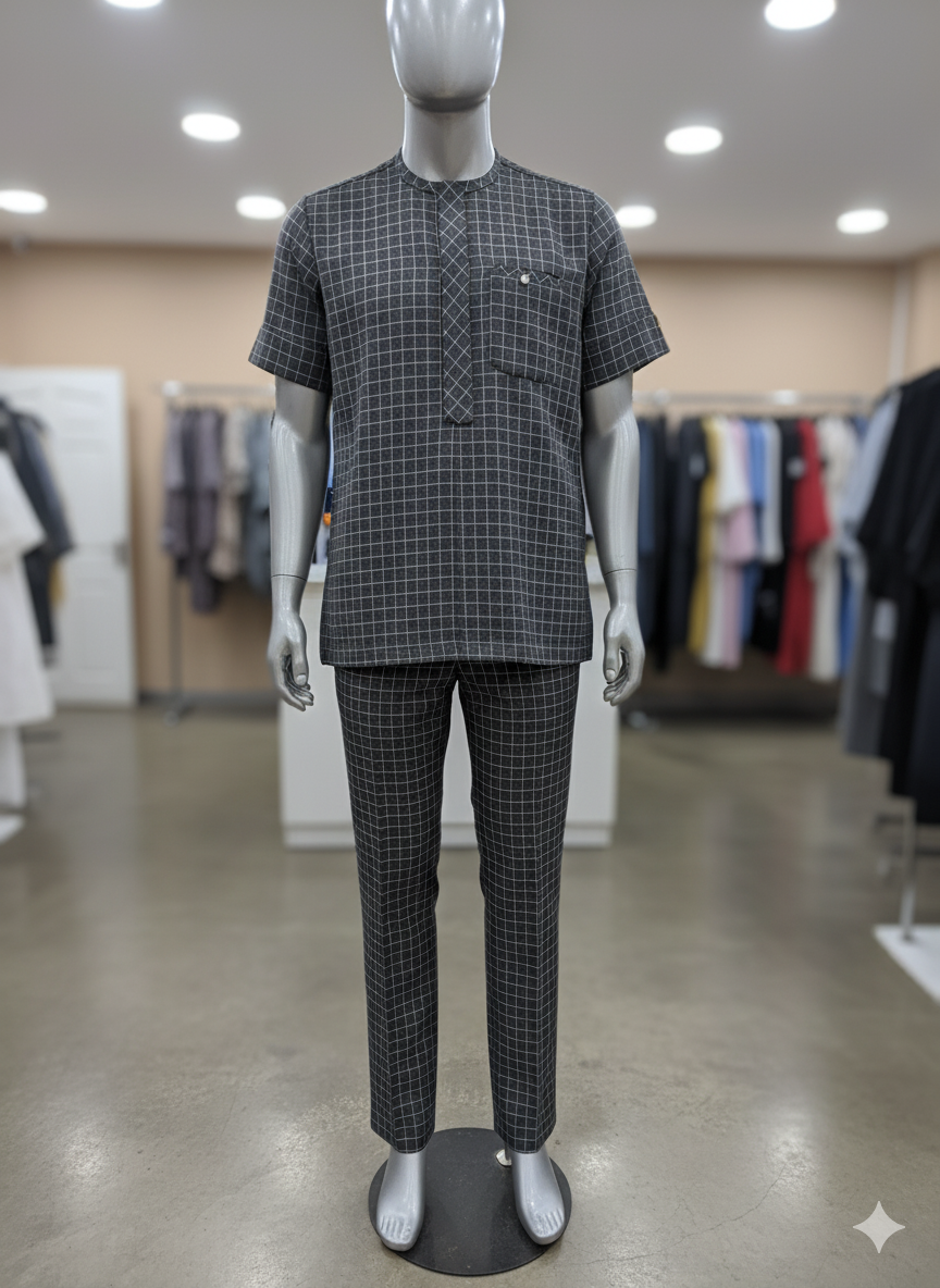 Native Short Sleeve Shirt and Trousers - Grey - Image 2